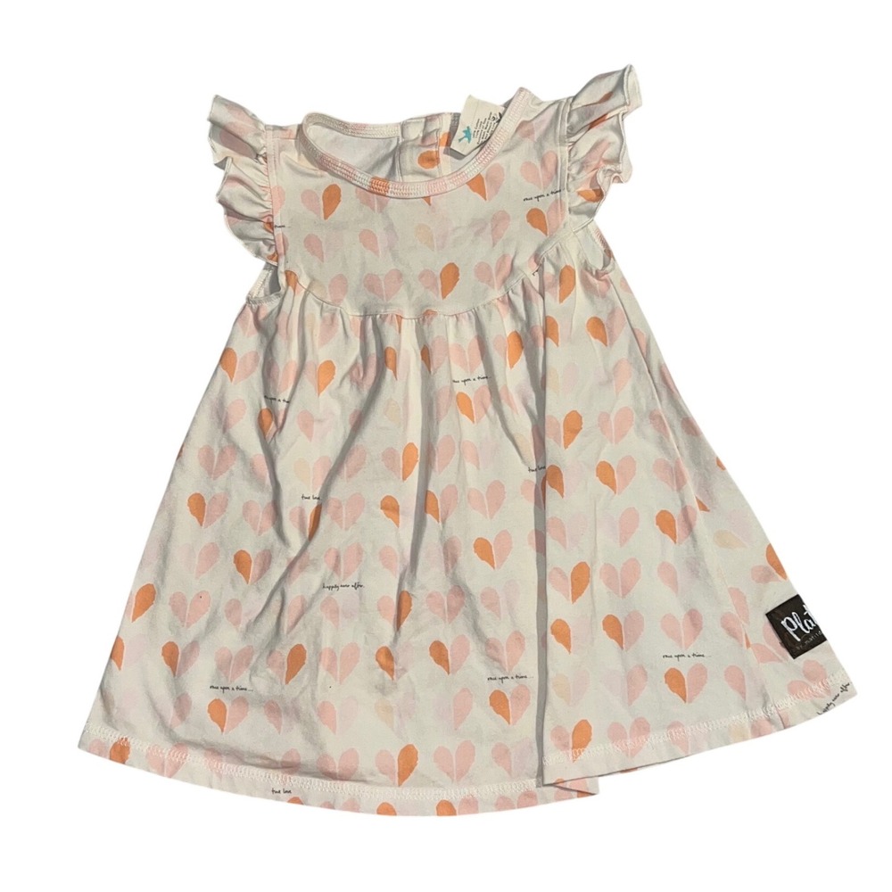 Platinum Matilda Jane Dress Size 2 Girls Heart Print Flutter Sleeve Cream Pink
